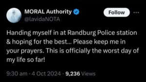 Nota Baloyi Hands Himself Over The Police