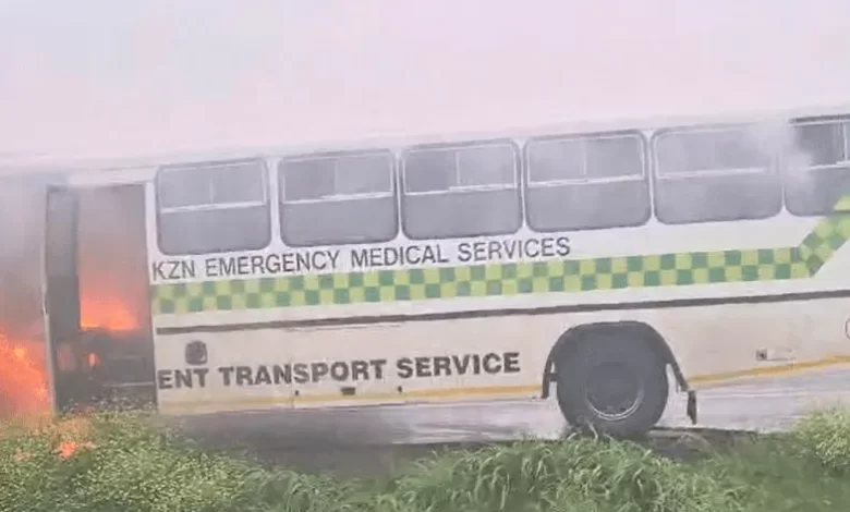KwaZulu-Natal Health Bus Transporting Patients Catches Fire (VIDEO)
